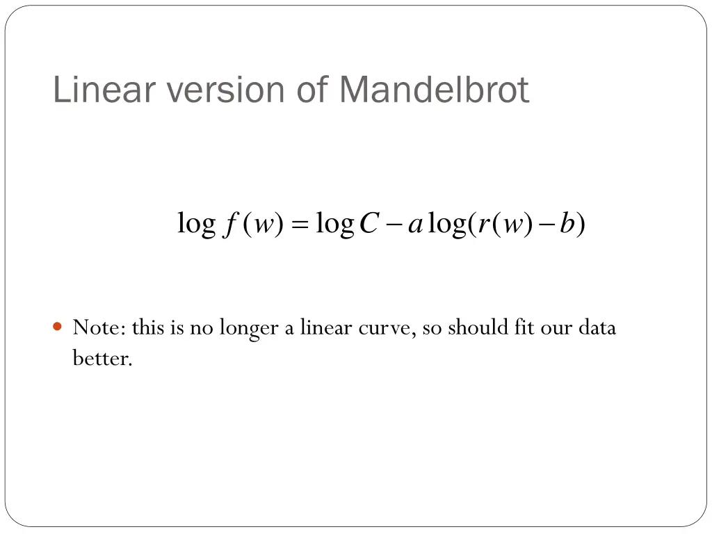linear version of mandelbrot