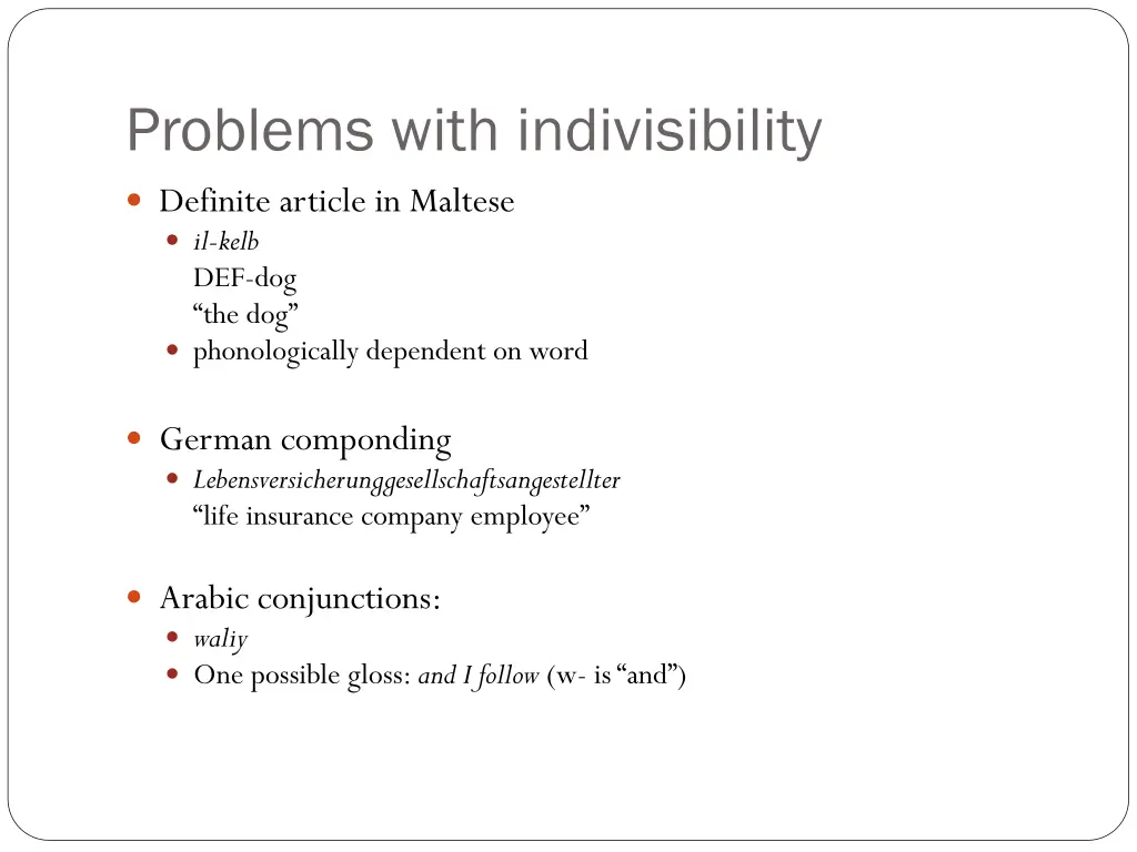problems with indivisibility