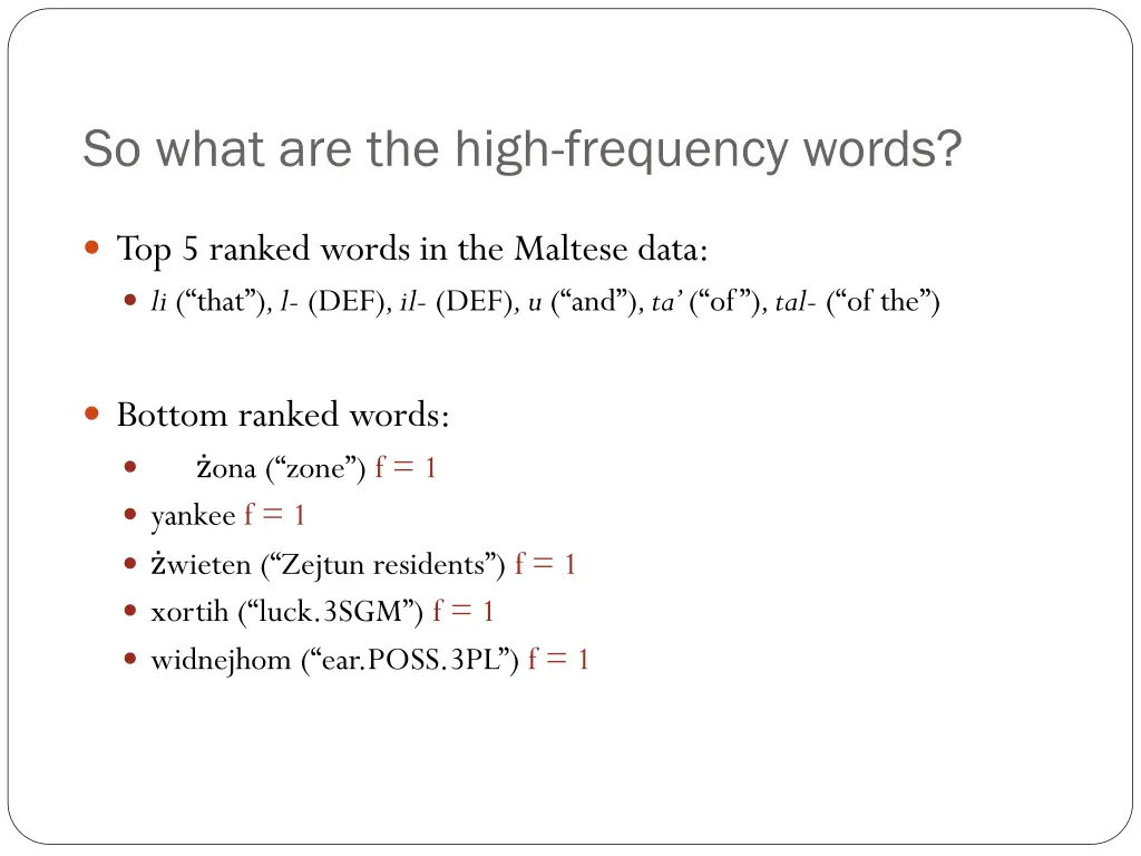 so what are the high frequency words
