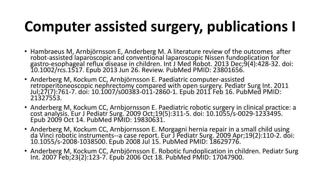 computer assisted surgery publications i