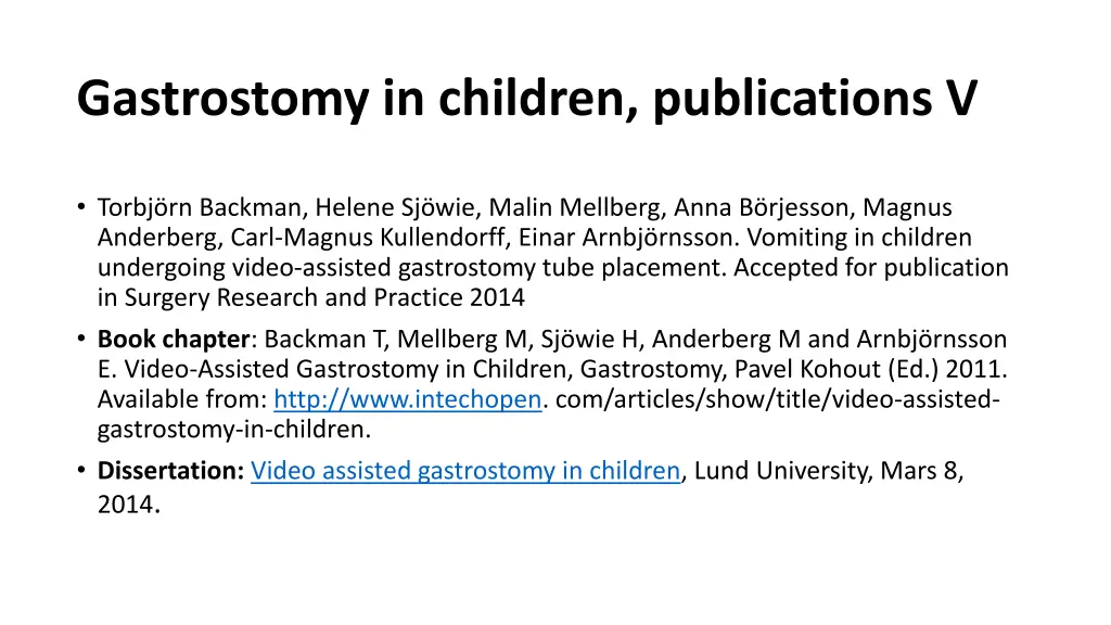 gastrostomy in children publications v