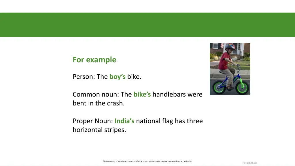 for example person the boy s bike