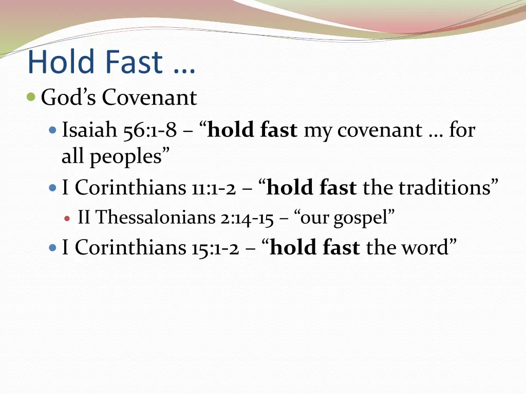 hold fast god s covenant