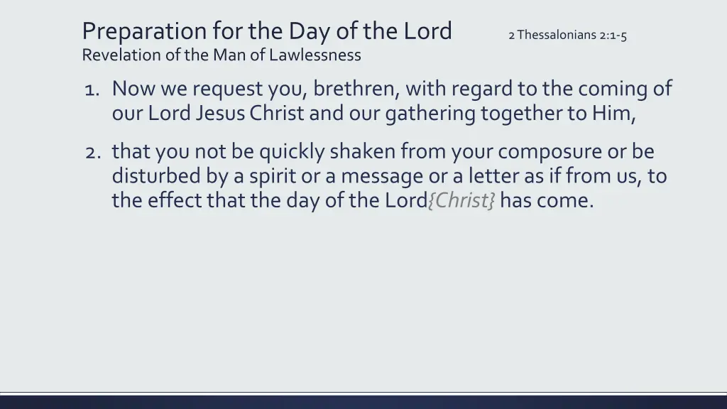 preparation for the day of the lord revelation