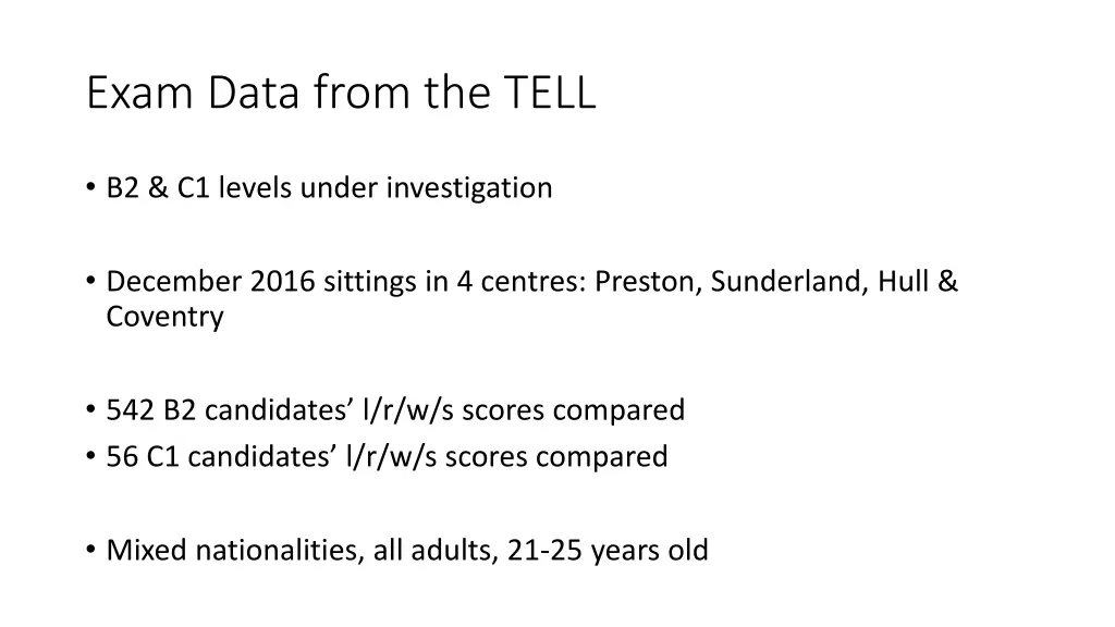 exam data from the tell