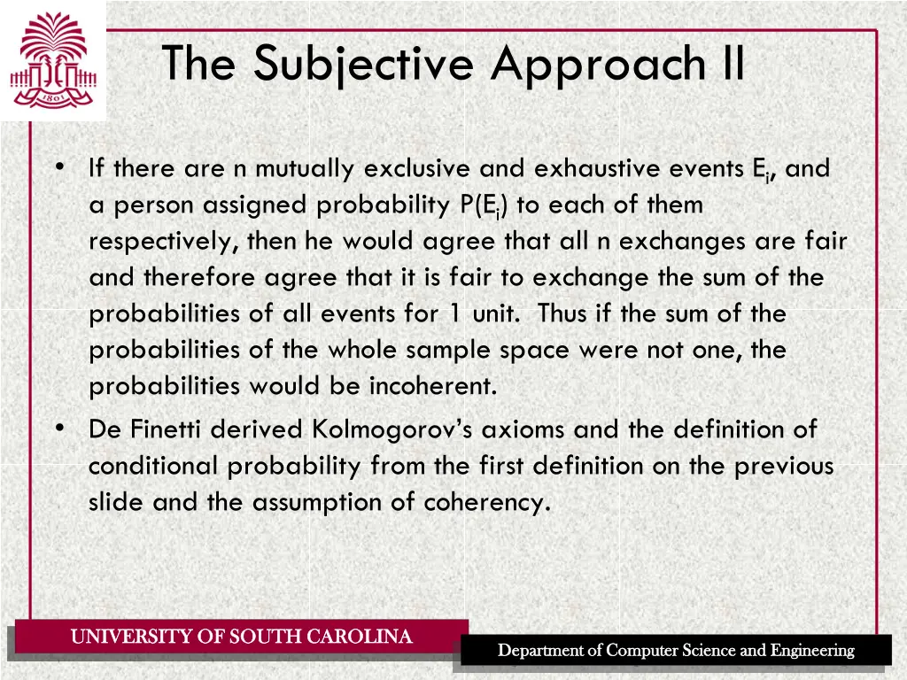 the subjective approach ii