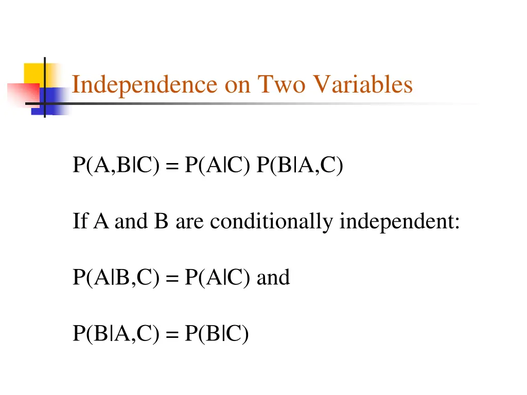 independence on two variables