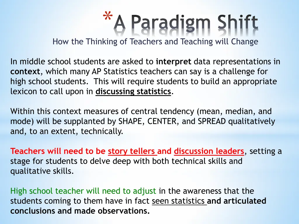 a paradigm shift how the thinking of teachers 1
