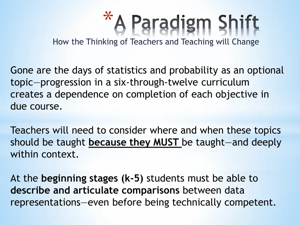 a paradigm shift how the thinking of teachers