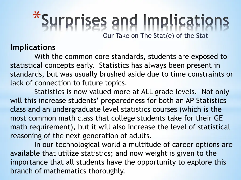 surprises and implications our take on the stat 1