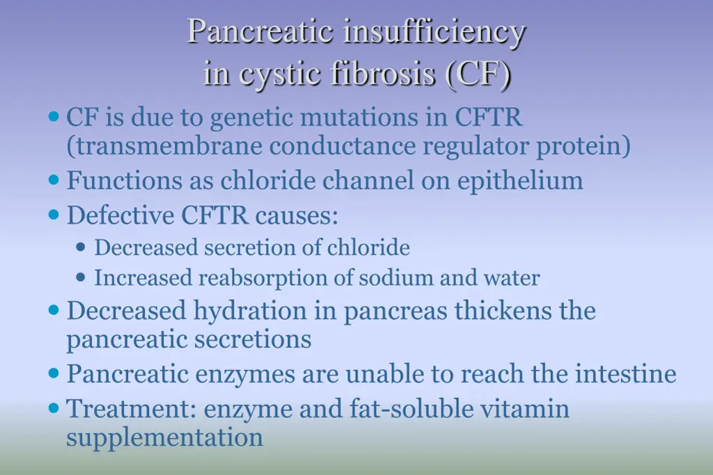 pancreatic insufficiency in cystic fibrosis cf