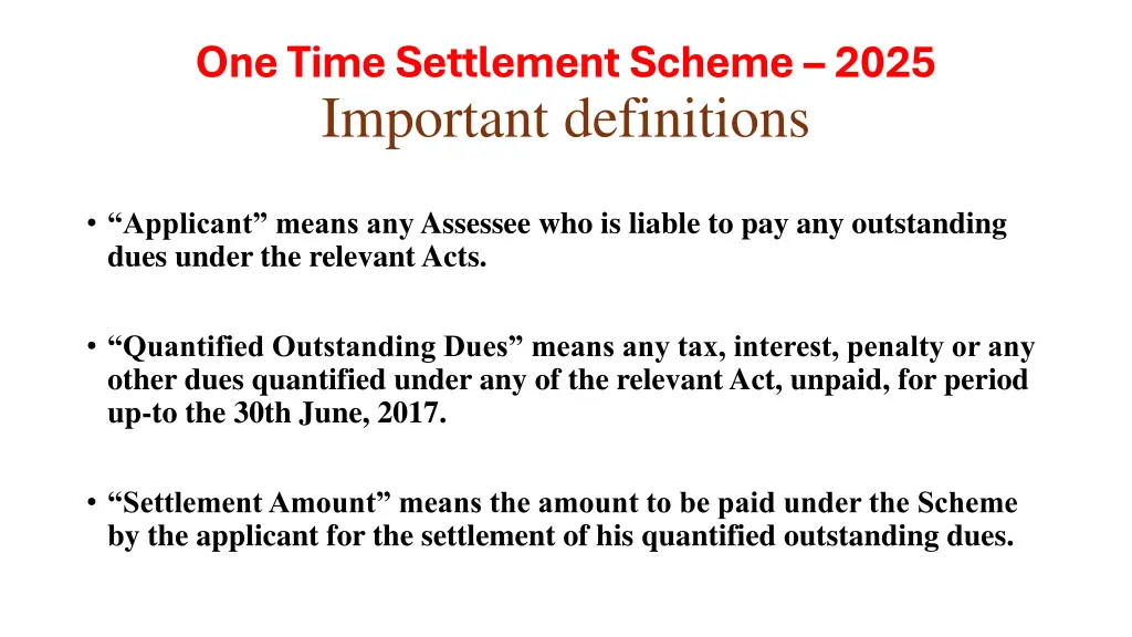one time settlement scheme 2025 important