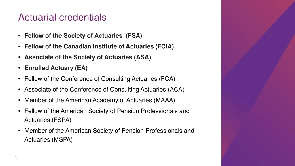 actuarial credentials