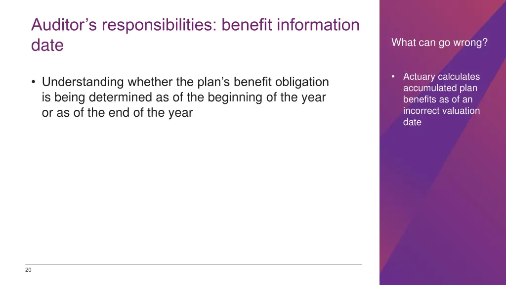 auditor s responsibilities benefit information