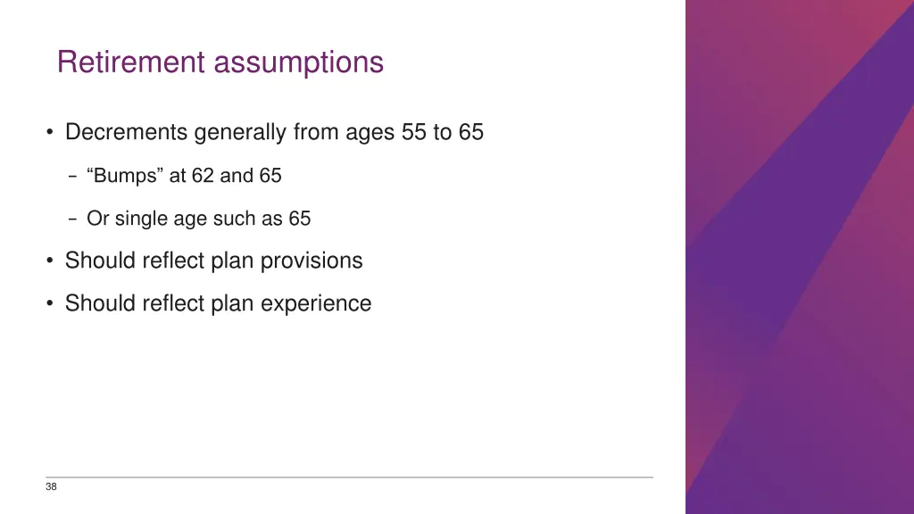 retirement assumptions