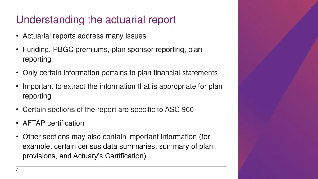 understanding the actuarial report