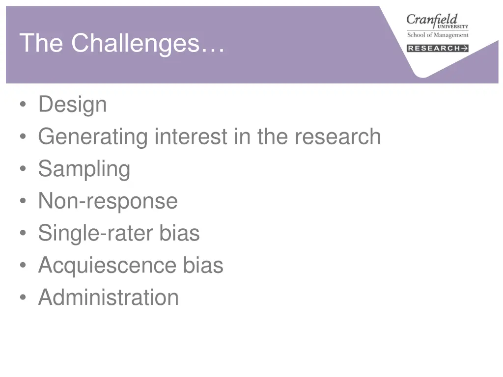 the challenges