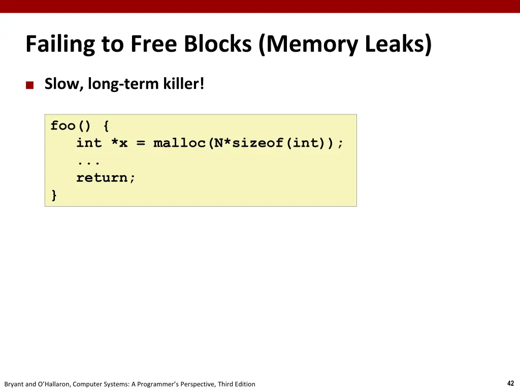 failing to free blocks memory leaks