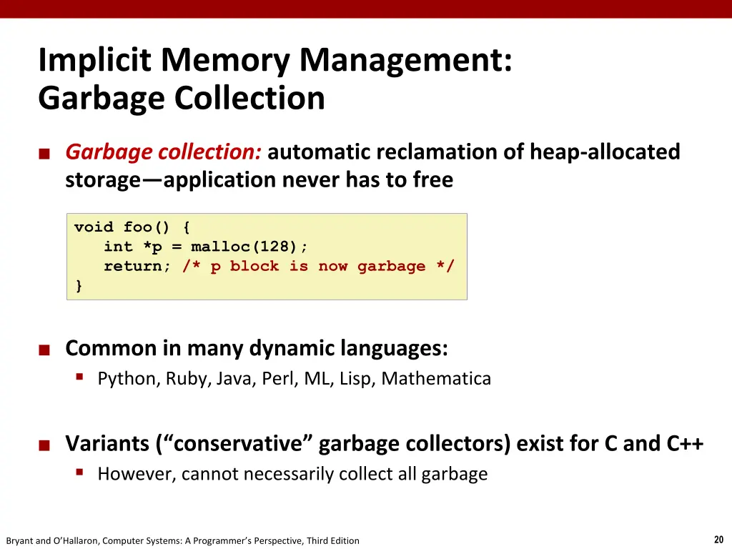 implicit memory management garbage collection