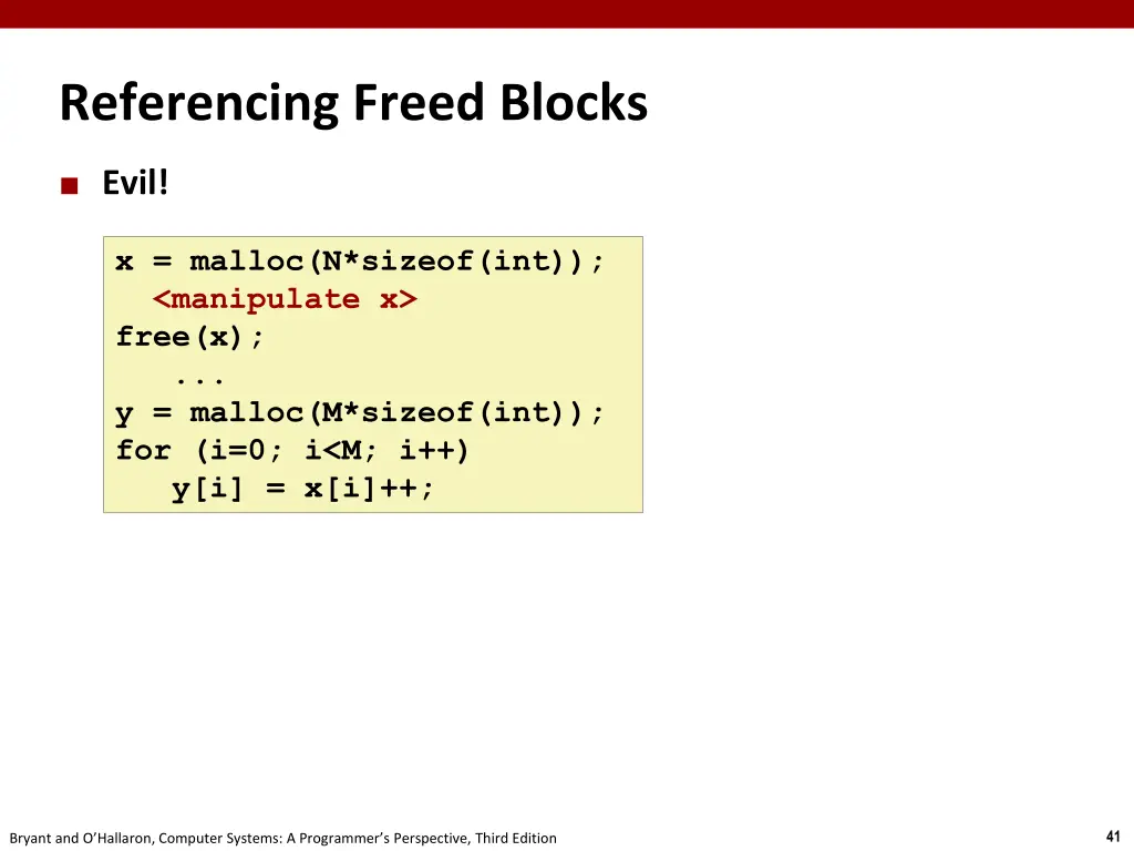 referencing freed blocks