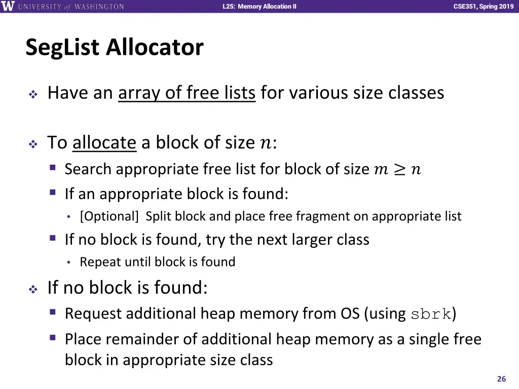 l25 memory allocation ii 25