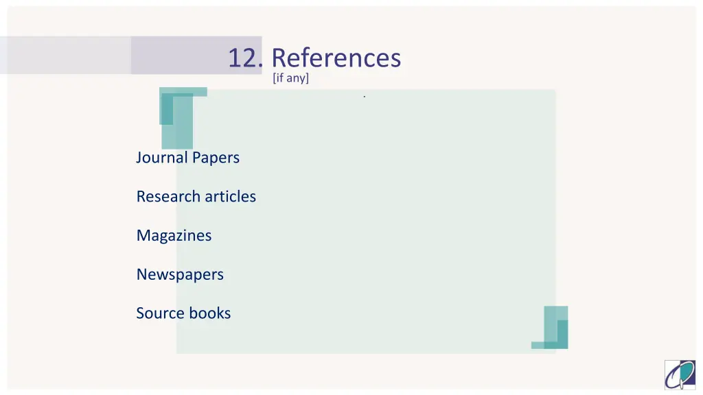 12 references if any