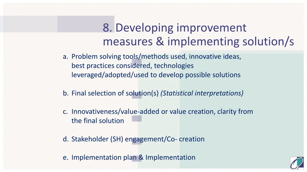 8 developing improvement measures implementing