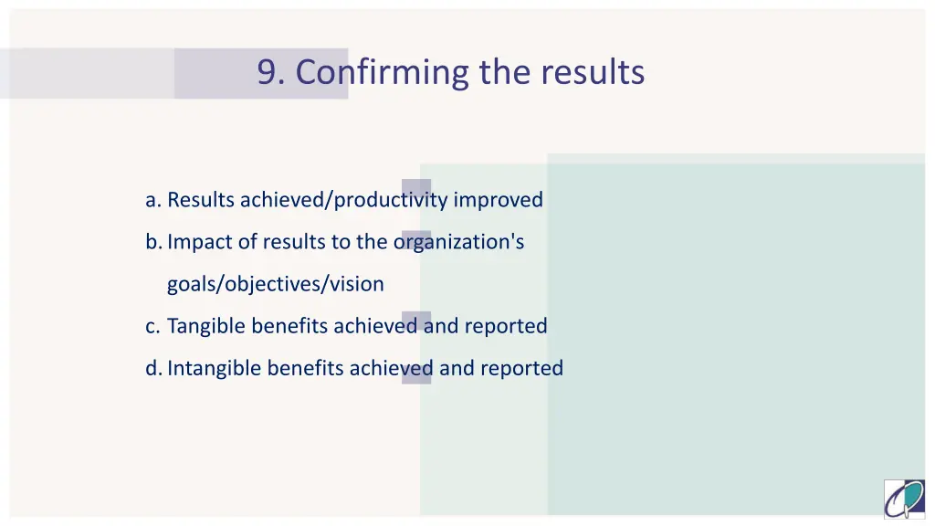9 confirming the results