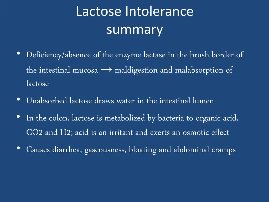 lactose intolerance summary