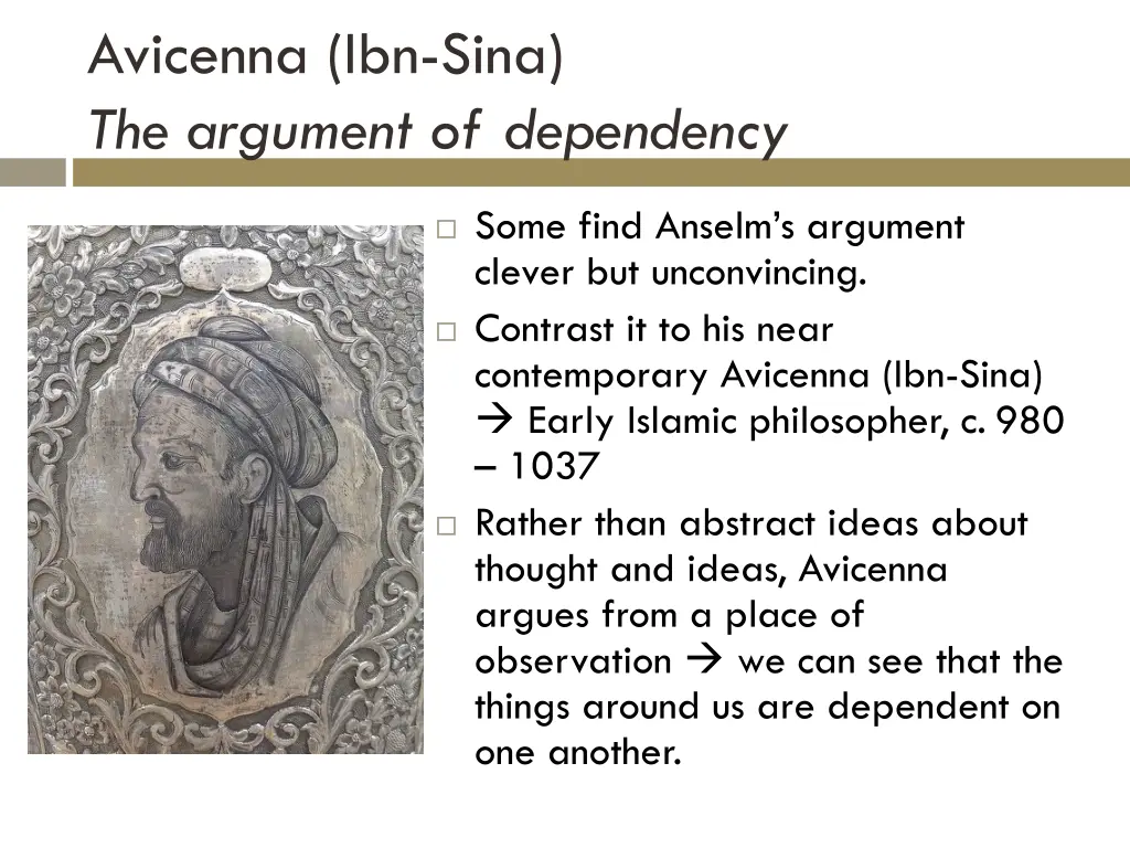 avicenna ibn sina the argument of dependency