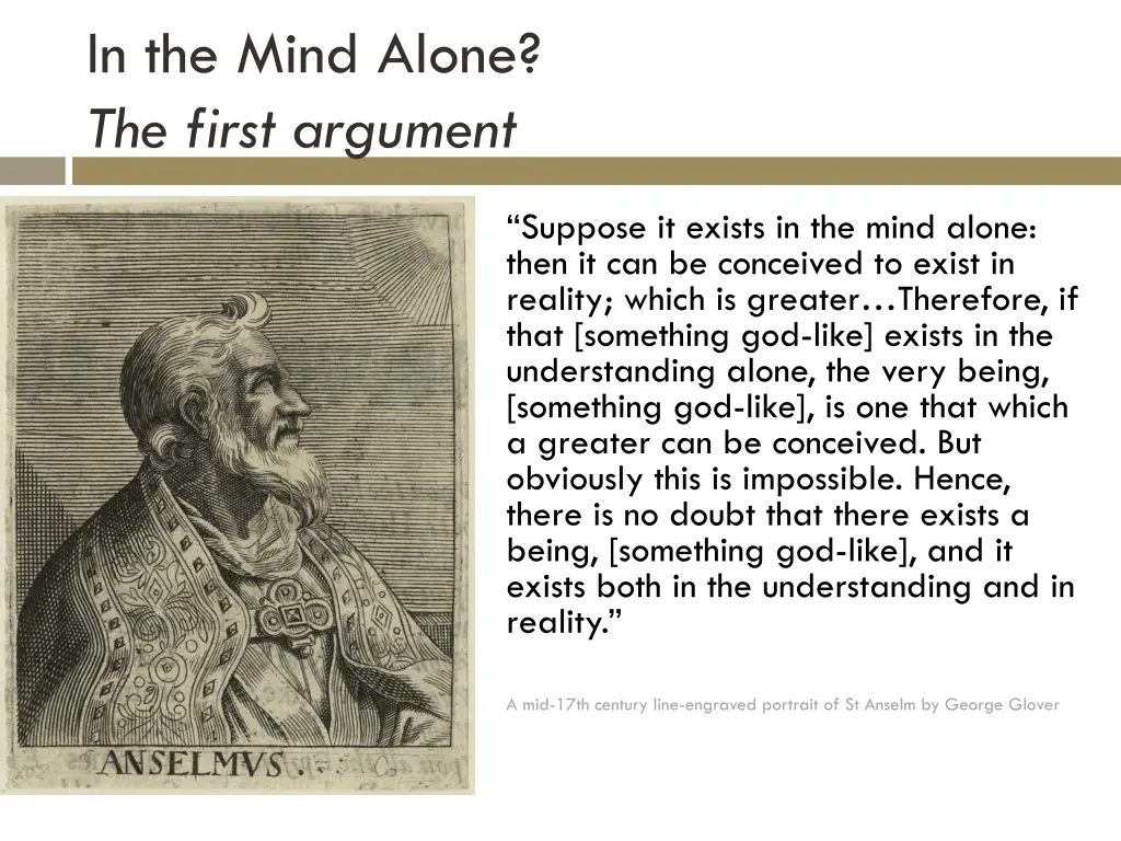in the mind alone the first argument