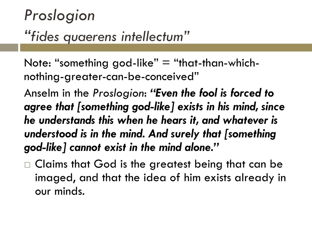 proslogion fides quaerens intellectum