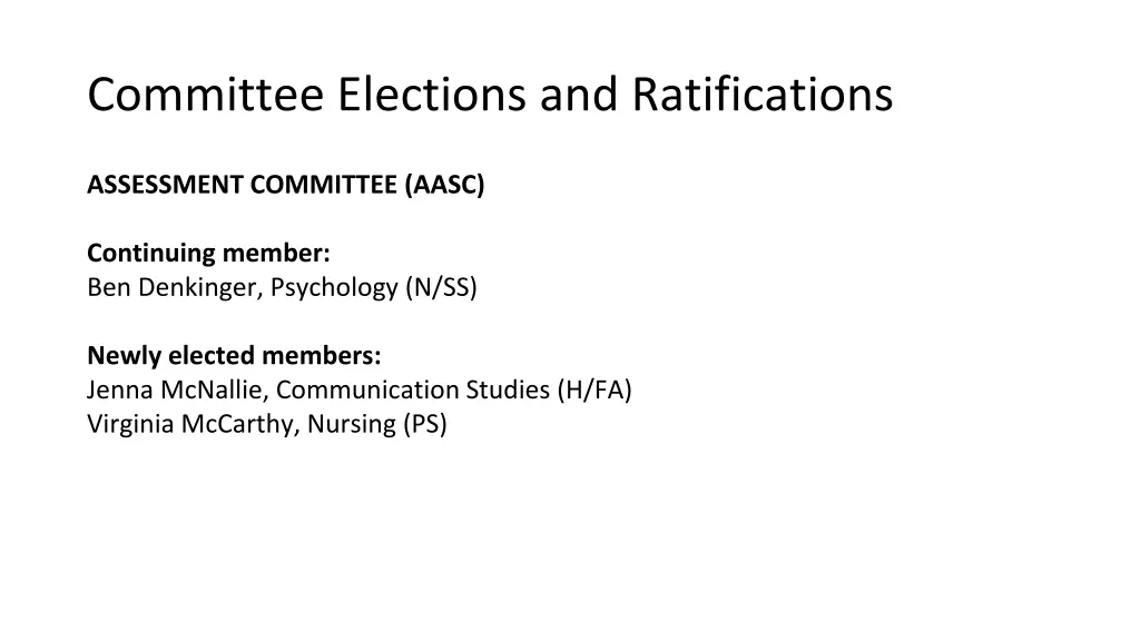 committee elections and ratifications 1