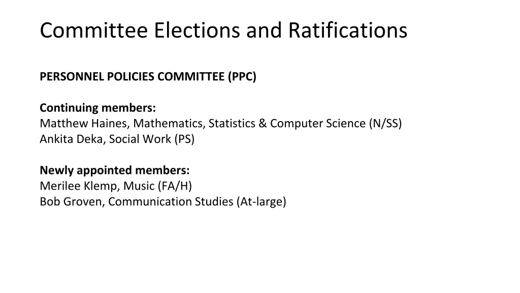 committee elections and ratifications 10