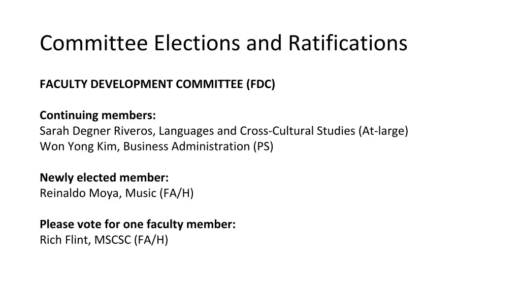 committee elections and ratifications 2