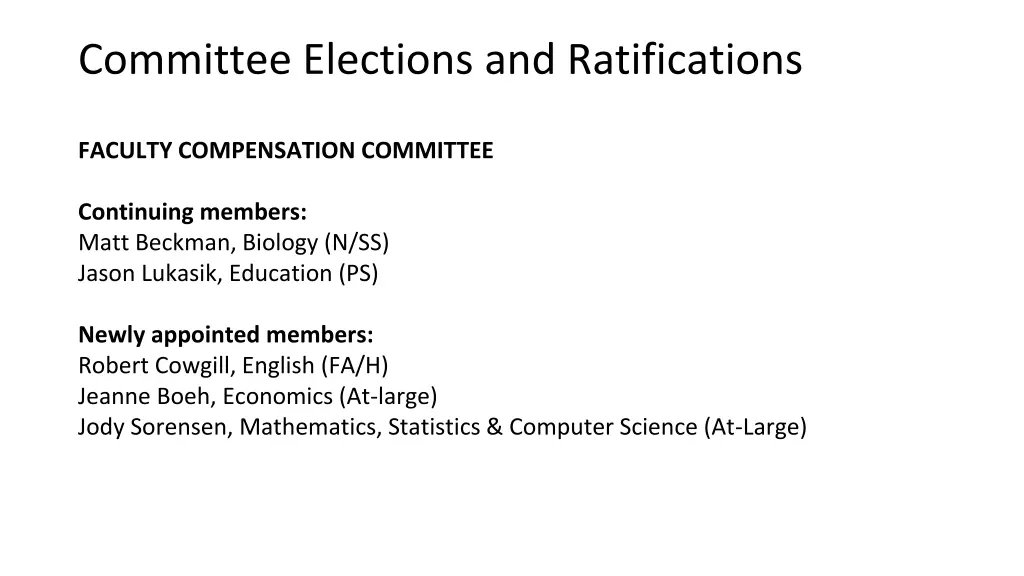 committee elections and ratifications 9