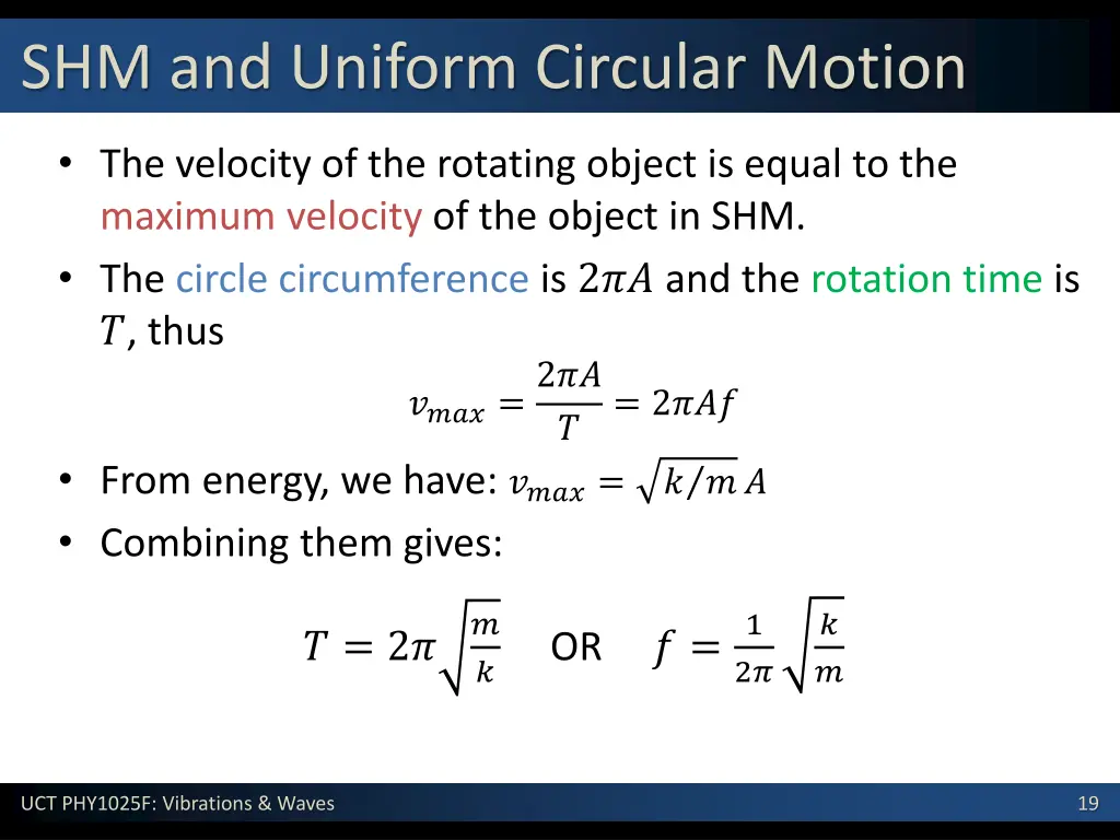 shm and uniform circular motion