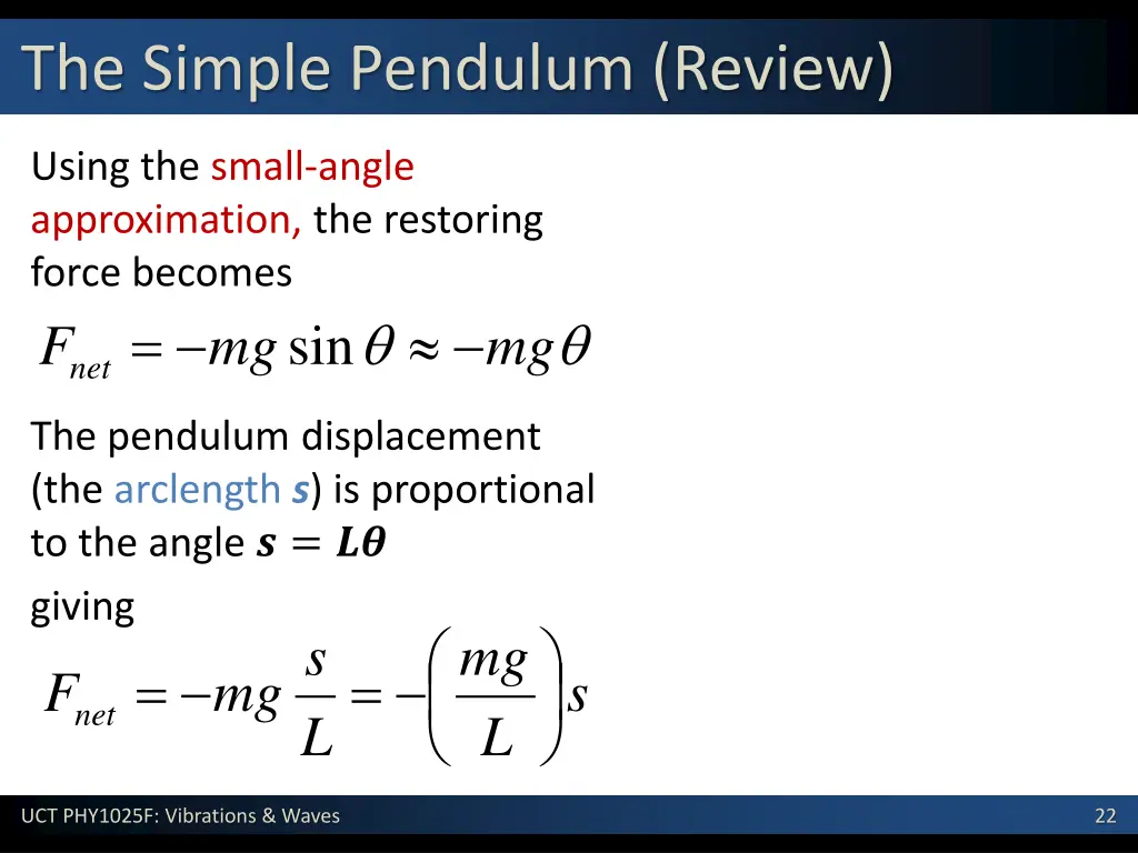 the simple pendulum review