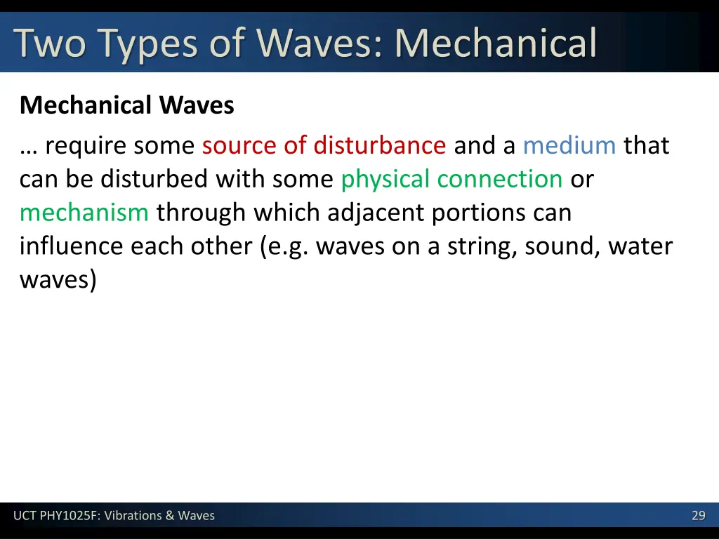 two types of waves mechanical