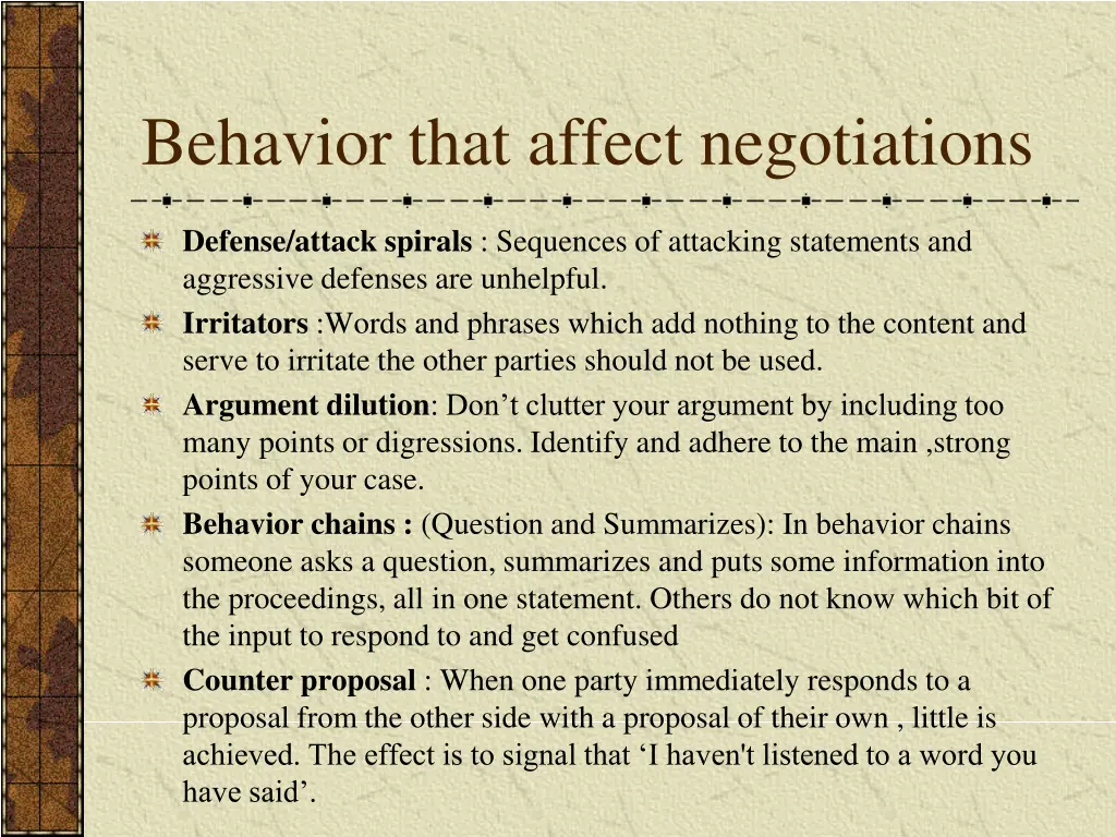 behavior that affect negotiations 1