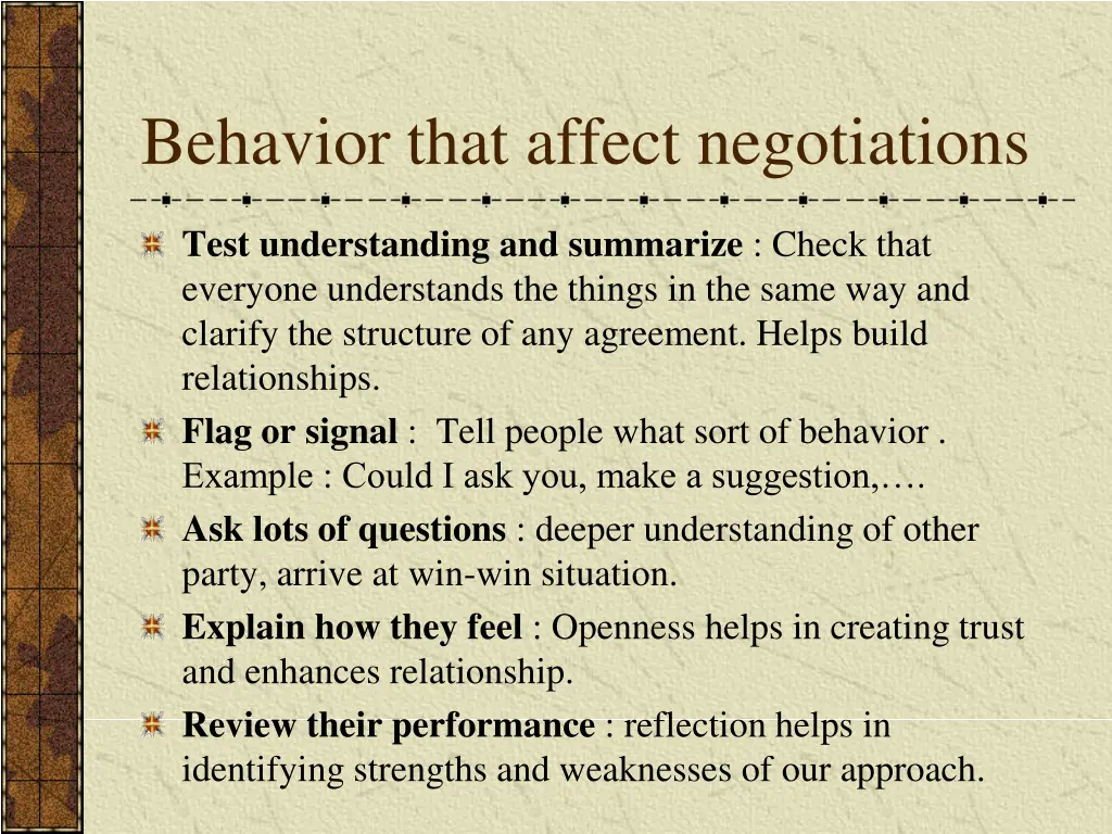 behavior that affect negotiations 3
