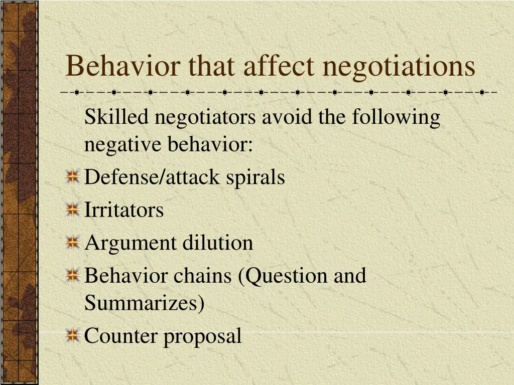 behavior that affect negotiations