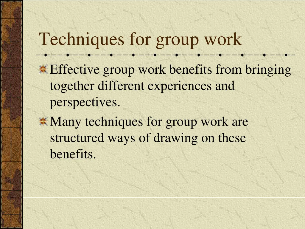 techniques for group work