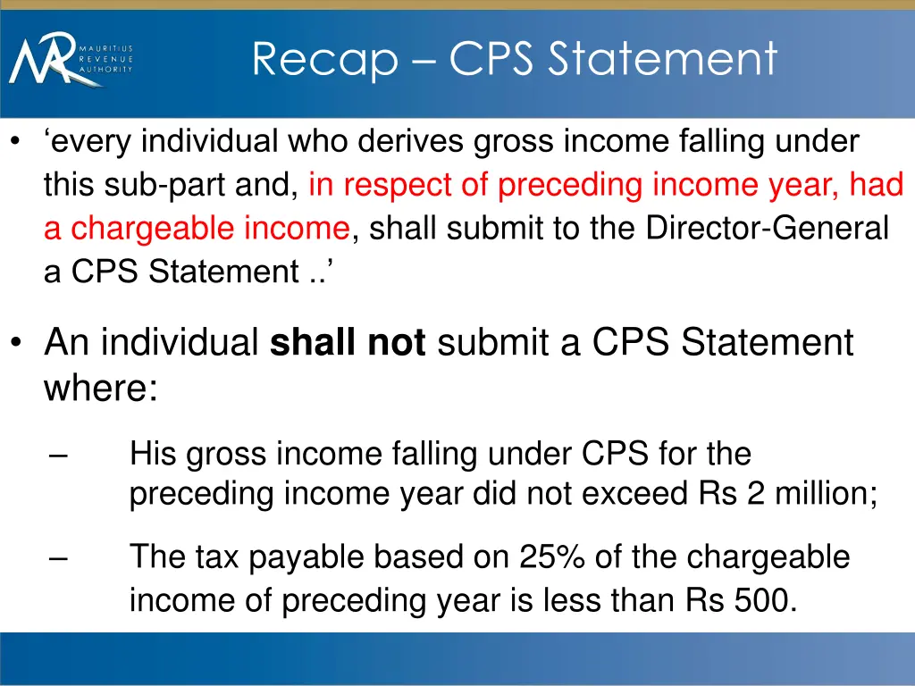 recap cps statement