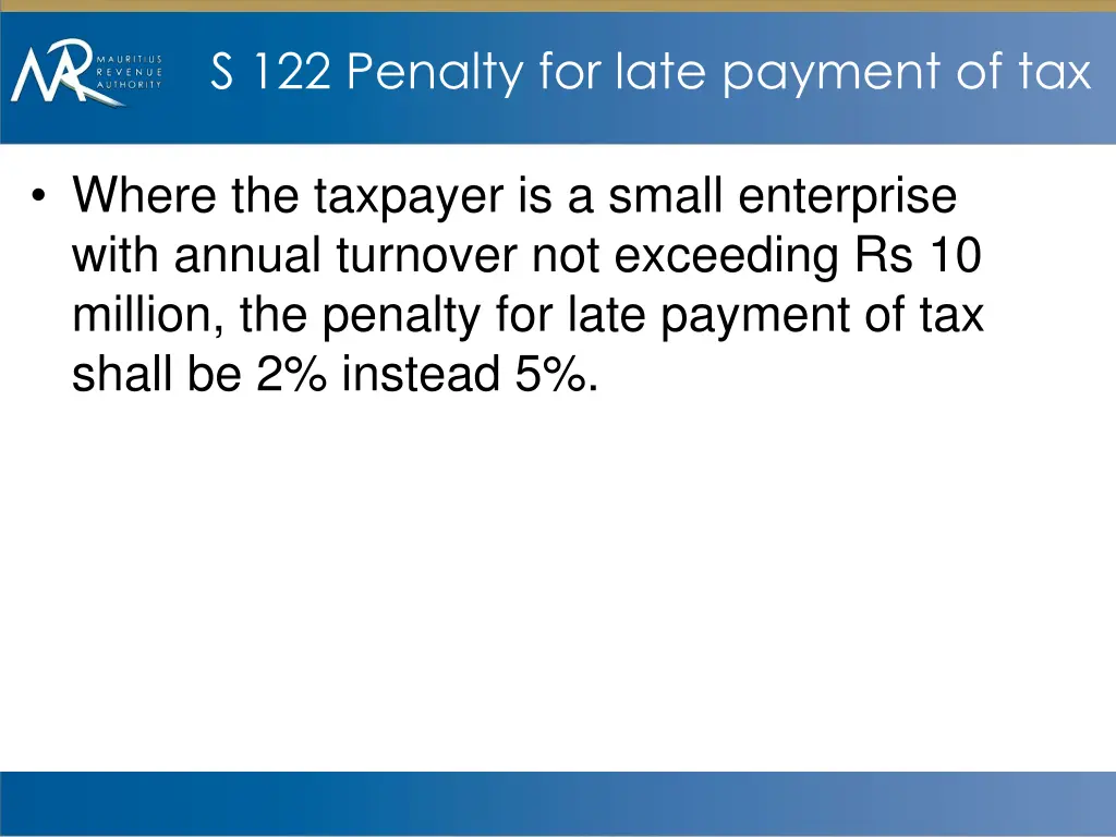 s 122 penalty for late payment of tax