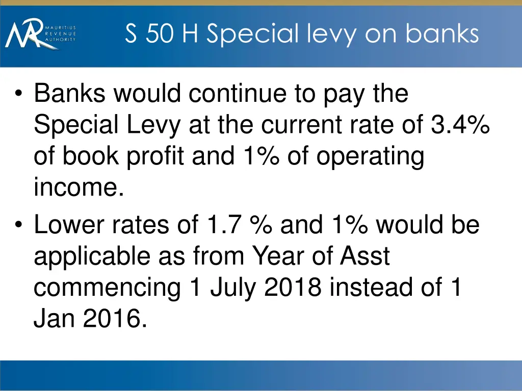 s 50 h special levy on banks
