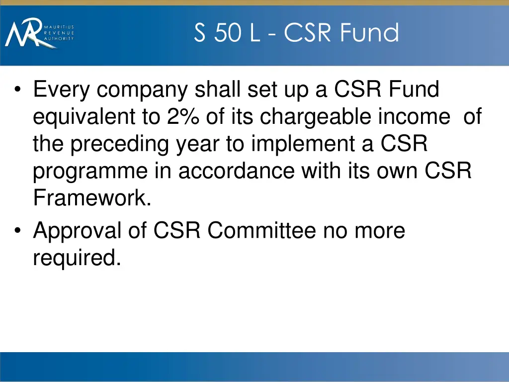 s 50 l csr fund
