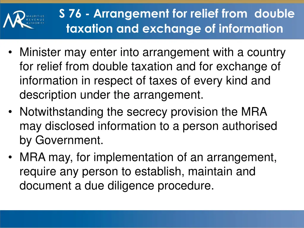 s 76 arrangement for relief from double taxation