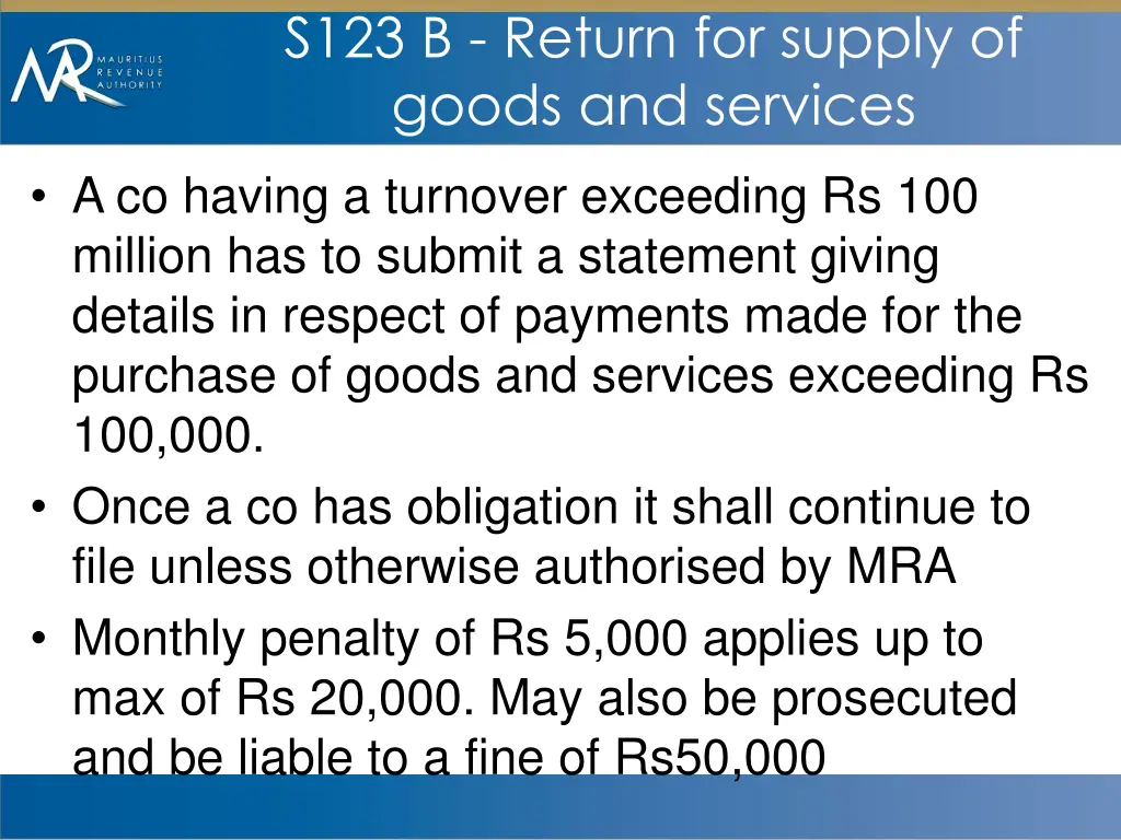 s123 b return for supply of goods and services