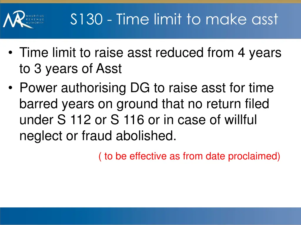 s130 time limit to make asst